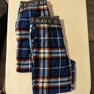 2 Pairs of Boys Plaid Fleece Pyjama Pants, Old Navy, Size M (8)